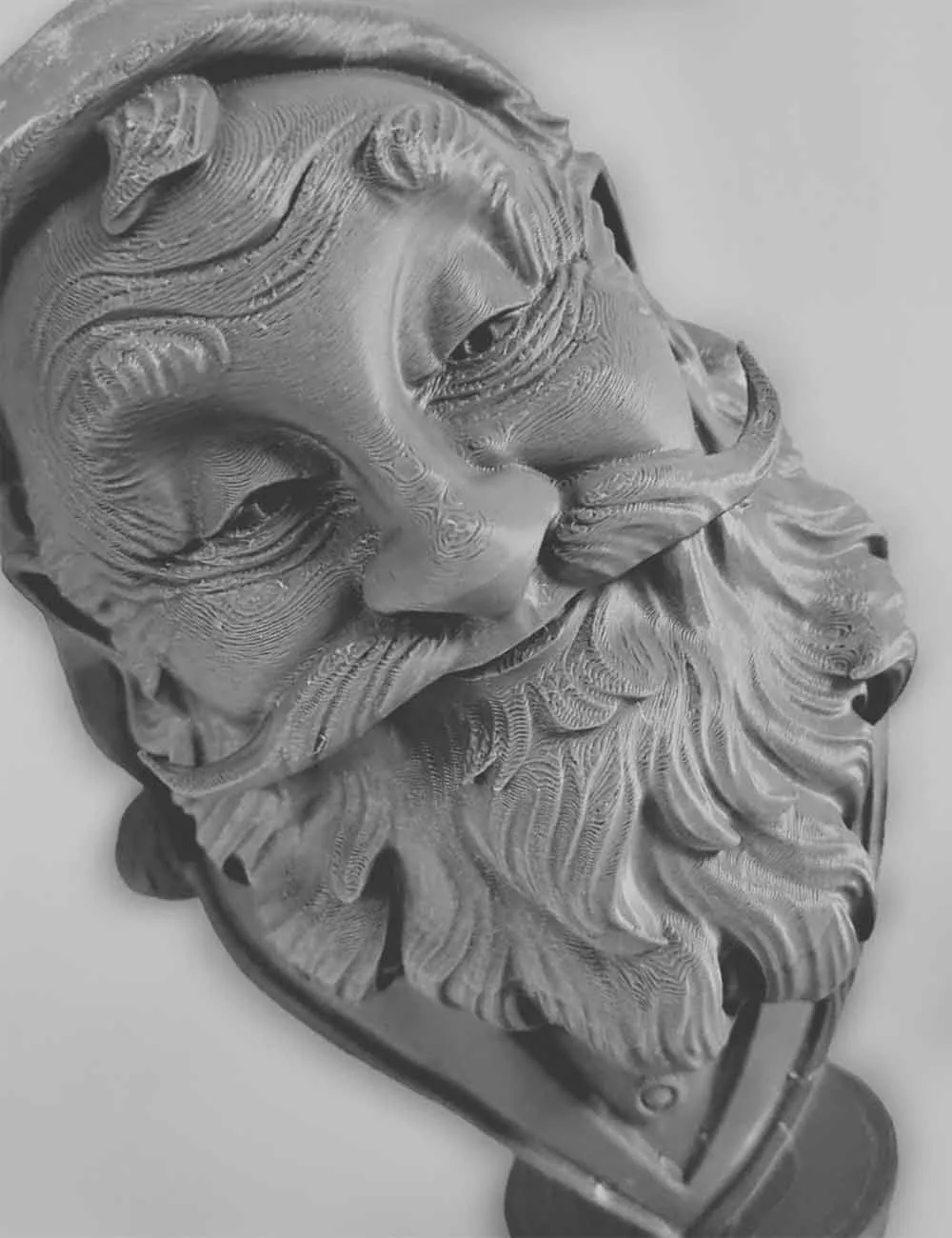 3D printed Santa Claus prototype for costumes, decorations, and themed events.