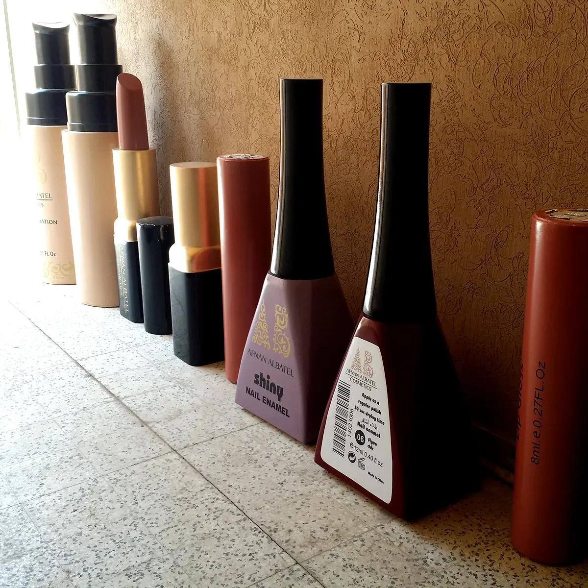 Luxury Afnan Albatel foundation bottle display sculpture.