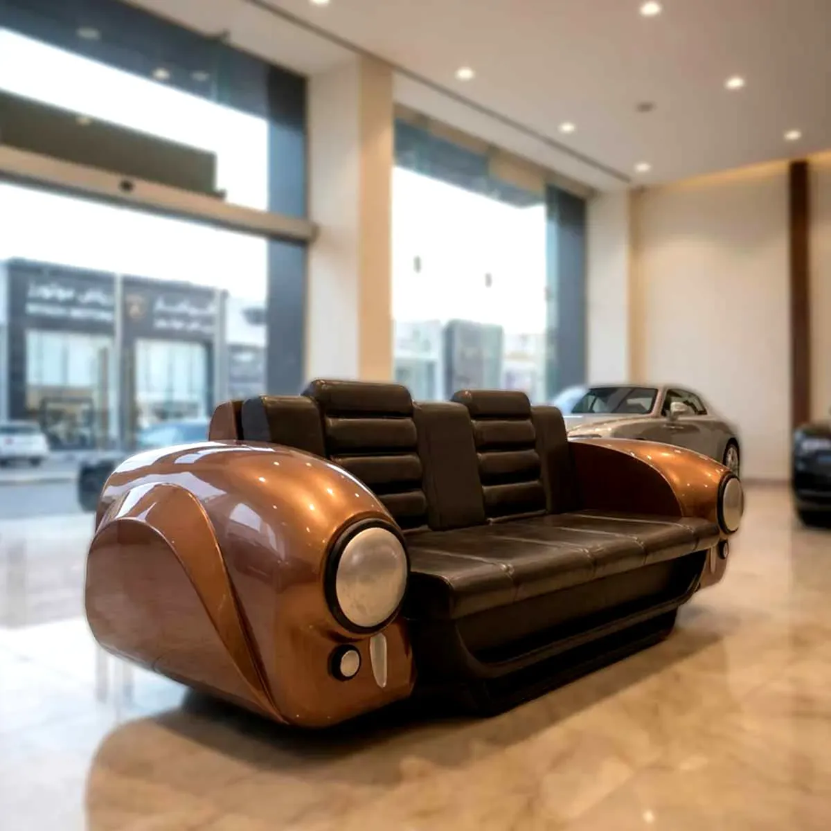 Classic car sofa sculpture for luxury interior decoration.