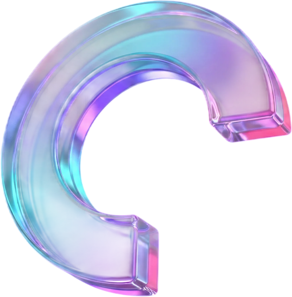 Transparent 3D Cornari letter C glass logo