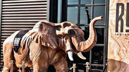 Large realistic elephant sculpture for luxury events and commercial spaces by CORNARI.