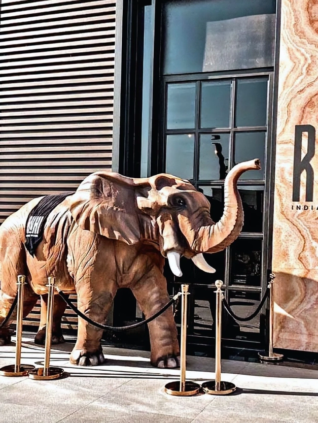 Large realistic elephant sculpture for luxury events and commercial spaces by CORNARI.