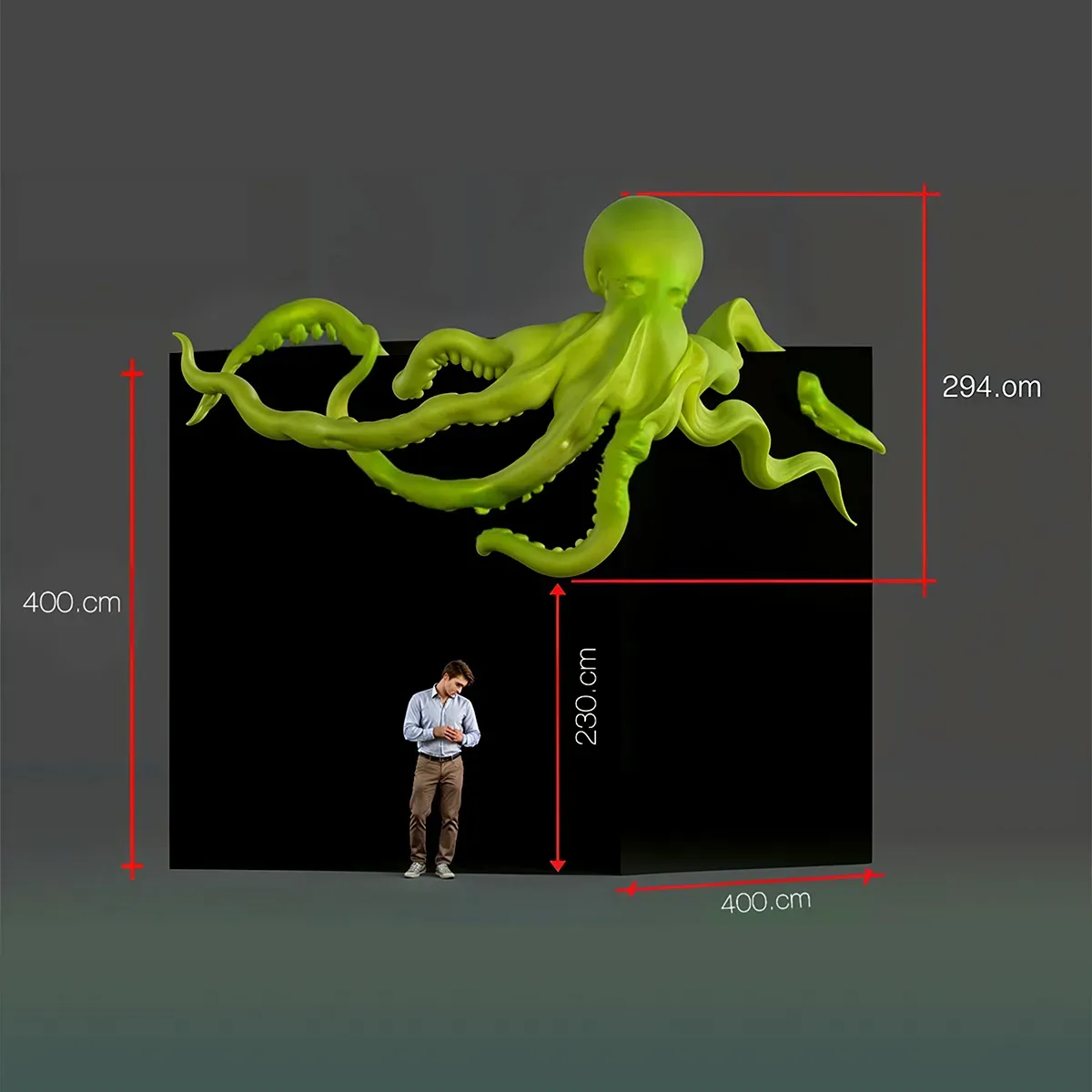 3D design concept of a giant octopus sculpture.