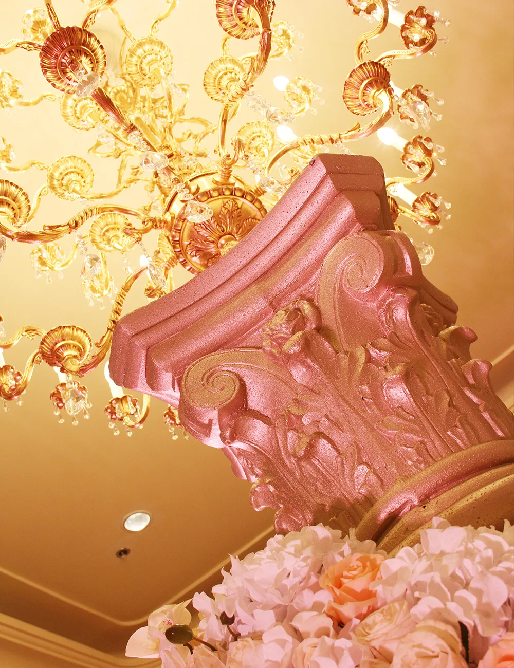 Luxury floral column sculpture for elegant event decoration.