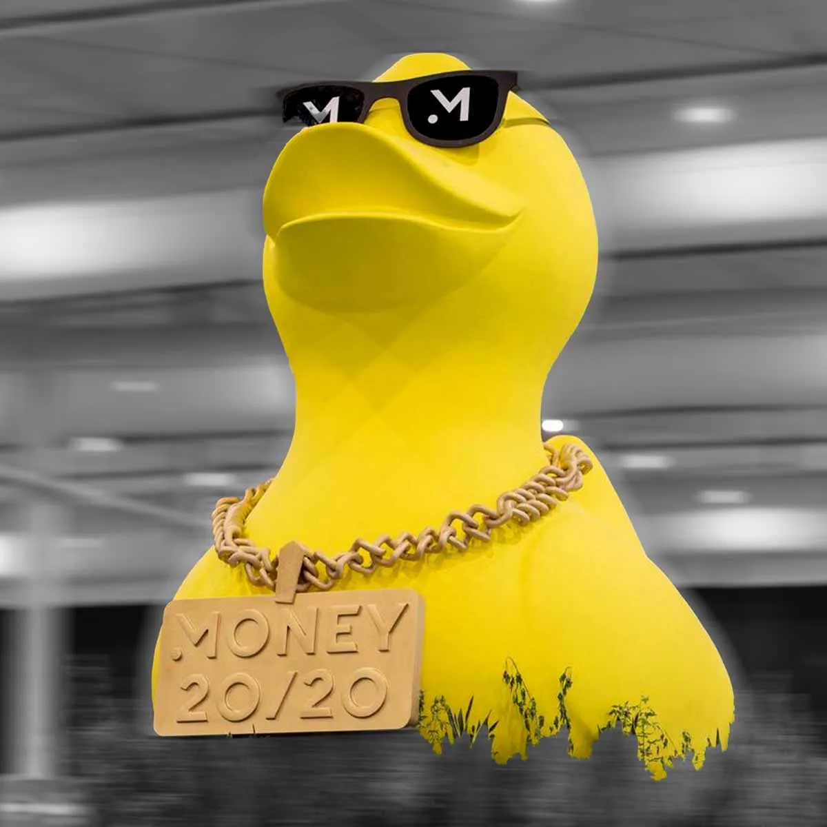 Custom duck character sculpture created for Money