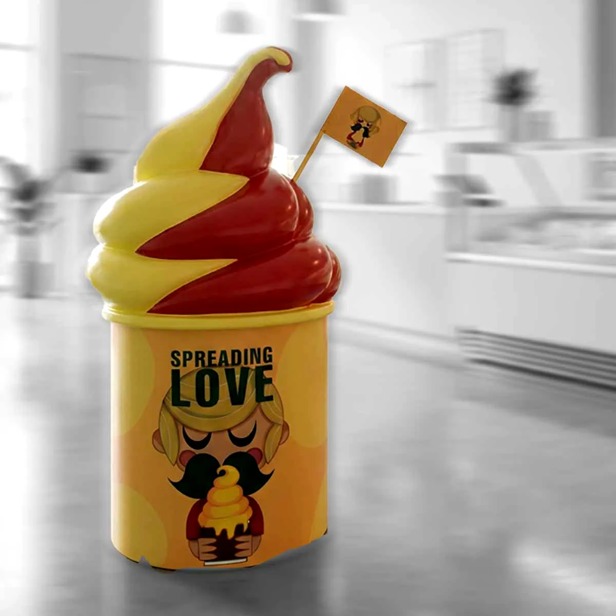 Large ice cream display created for the Spreading Love campaign.